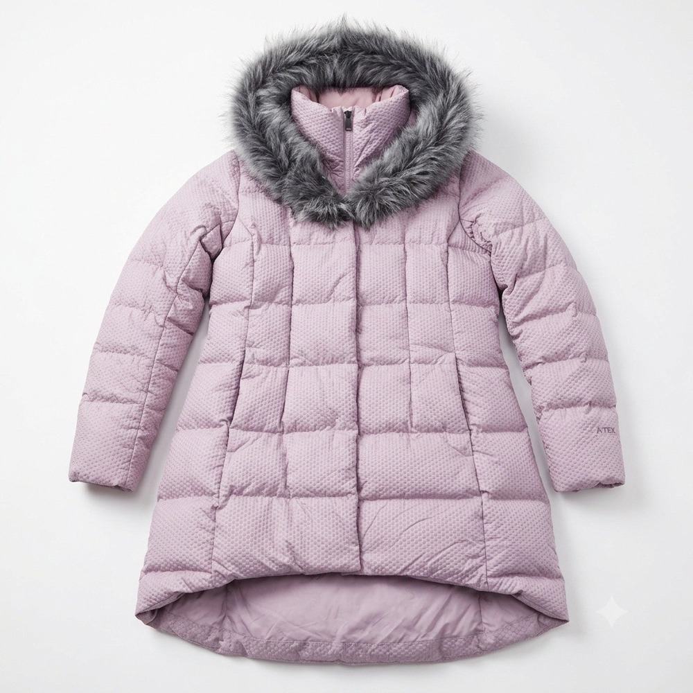 The North Face Parkina Down Coat Womens L Lavender Textured Faux Fur NF0A4PA5